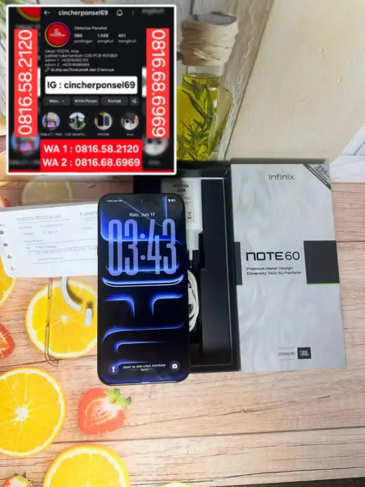 Jual hp Infinix Note 60 8/256 istimewa grns sampai april 2027