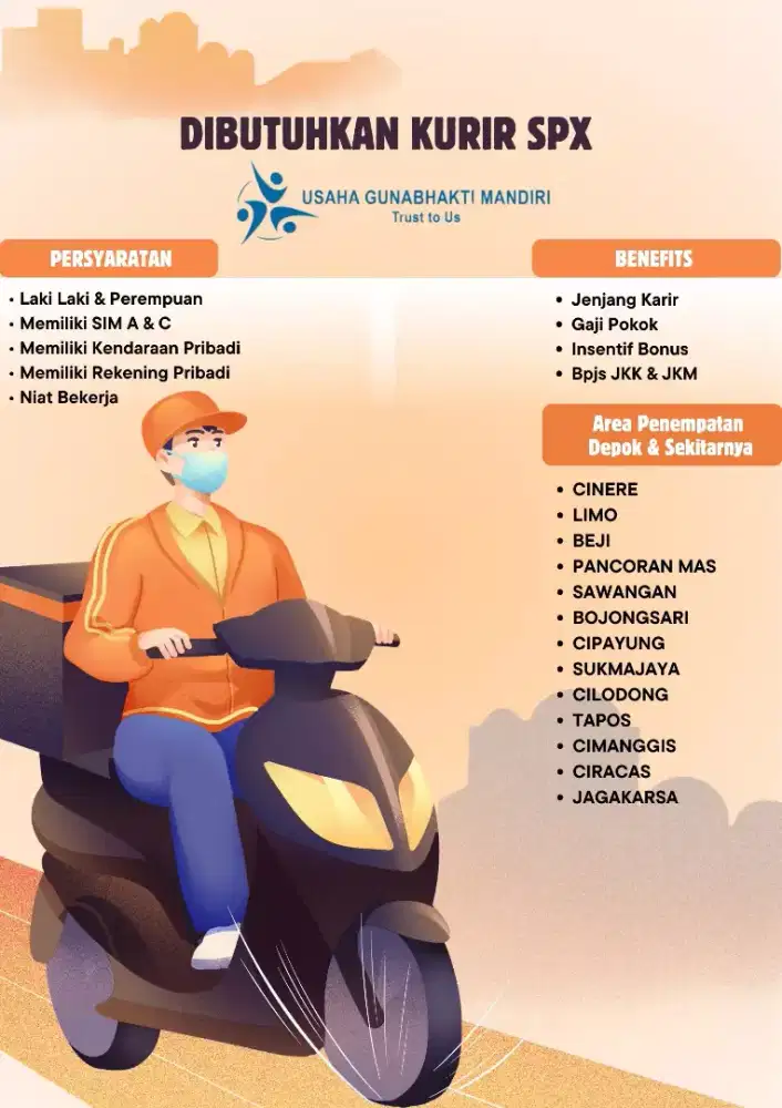 Dibutuhkan Kurir Spx Area Depok & Sekitarnya