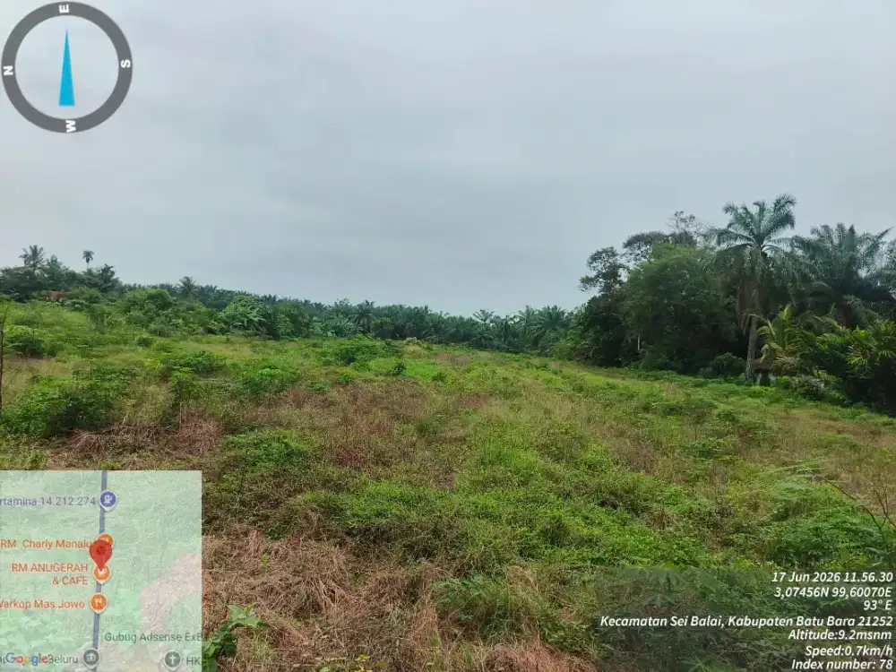 Tanah 1 Hektar Pinggir Jalan Desa Perjuangan Seibalai Batubara SHM