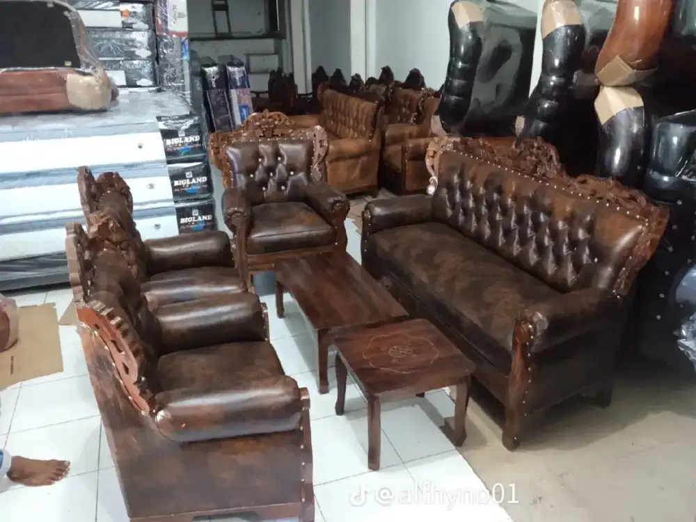 Kursi tamu kayu jati model gajah jumbo 3.1.1.1 + meja