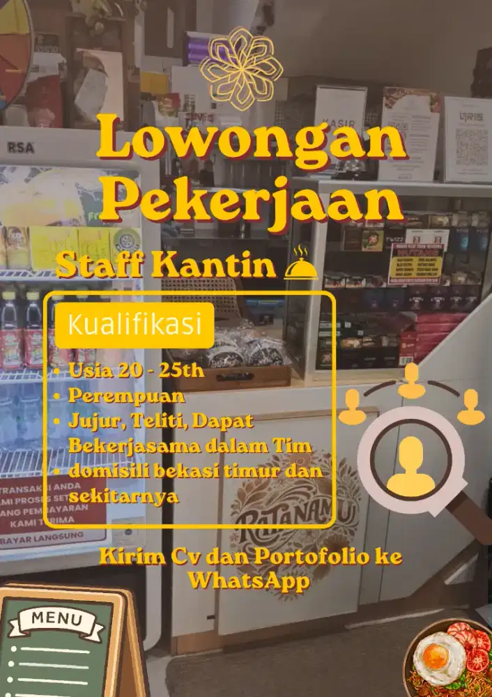 Dibutuhkan Tenaga Kerja Kantin Ratanamu