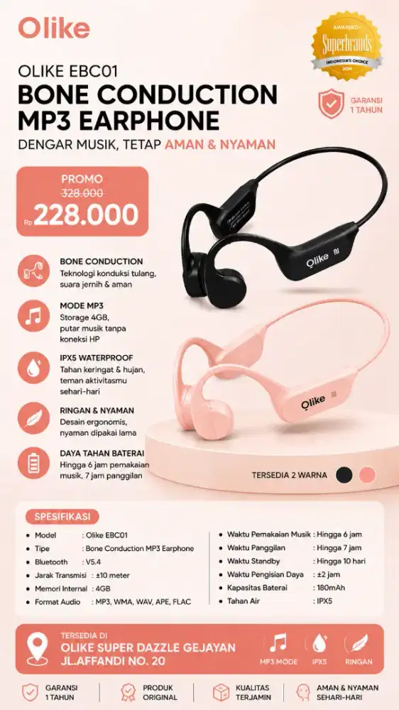 Earphones bone conduction Olike EBC01 MP3