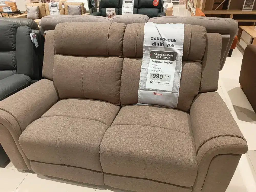 Disc. 50% Sofa Reclainer 2Seater merk LORIAN PremiumFavorit Cicilan 0%
