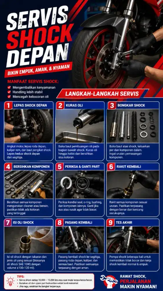 Jasa perbaikan shock depan motor