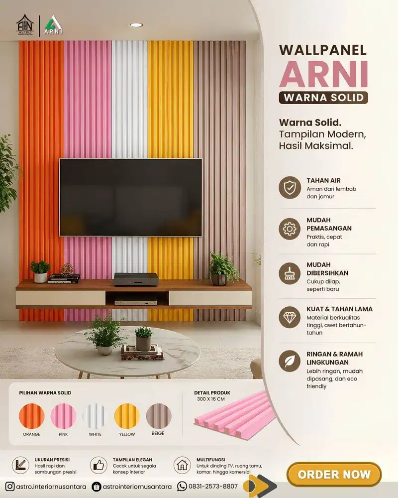 [ARNI] TERMURAH! 3D Wallpanel  Warna Solid 3 Meter WPC Wallpanel Indoo