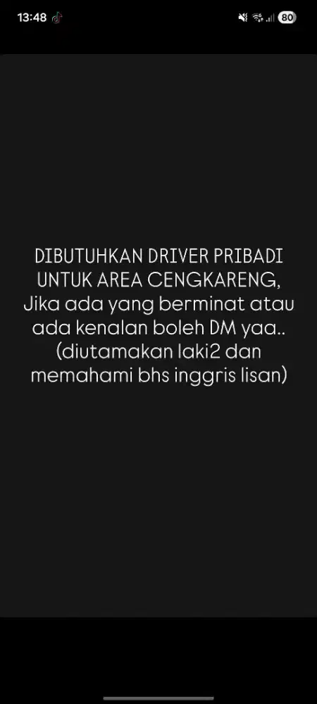 DRIVER PRIBADI - BAHASA INGGRIS