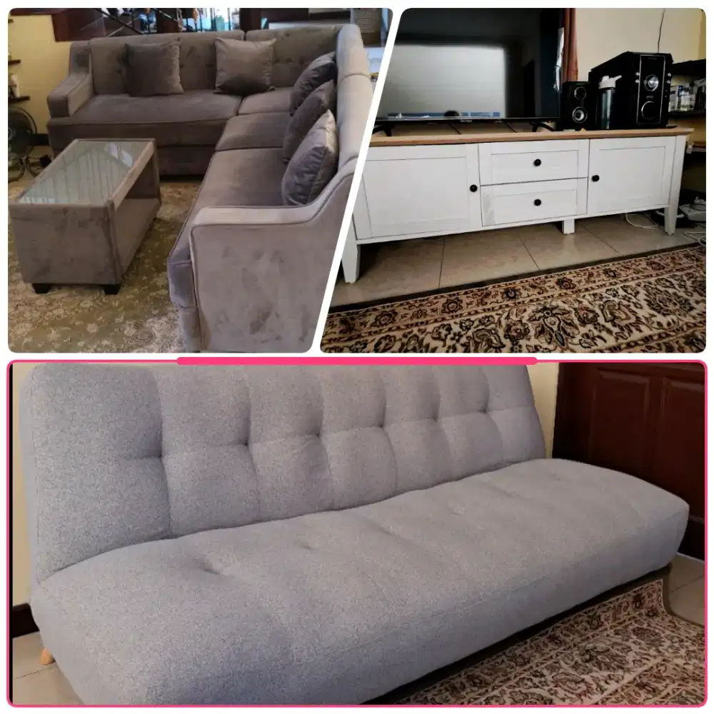 Jual 1 paket Sofa, sofa bed dan meja tv (pindah rumah)
