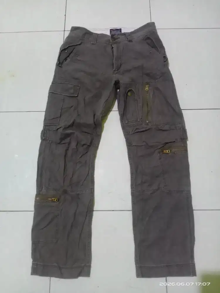 Celana Cargo pria Original Alpha Industries 6 pocket Gun Metal Grey