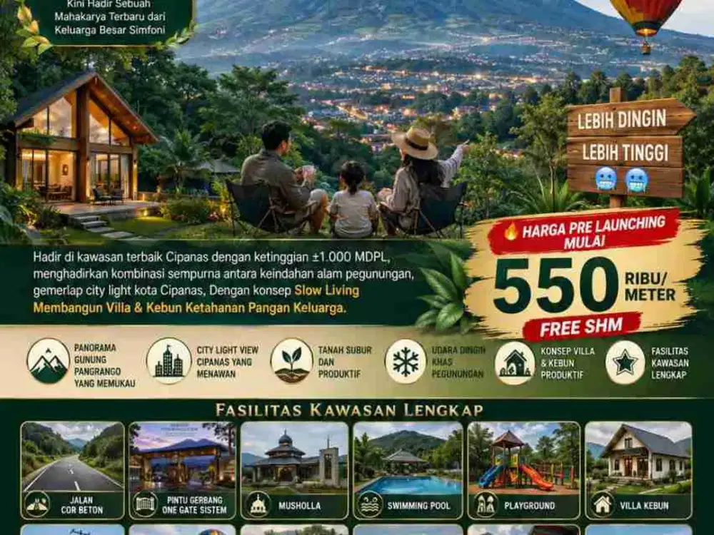Dijual Tanah Kavling murah SHM Simfoni Highland Pangrango View Cipanas