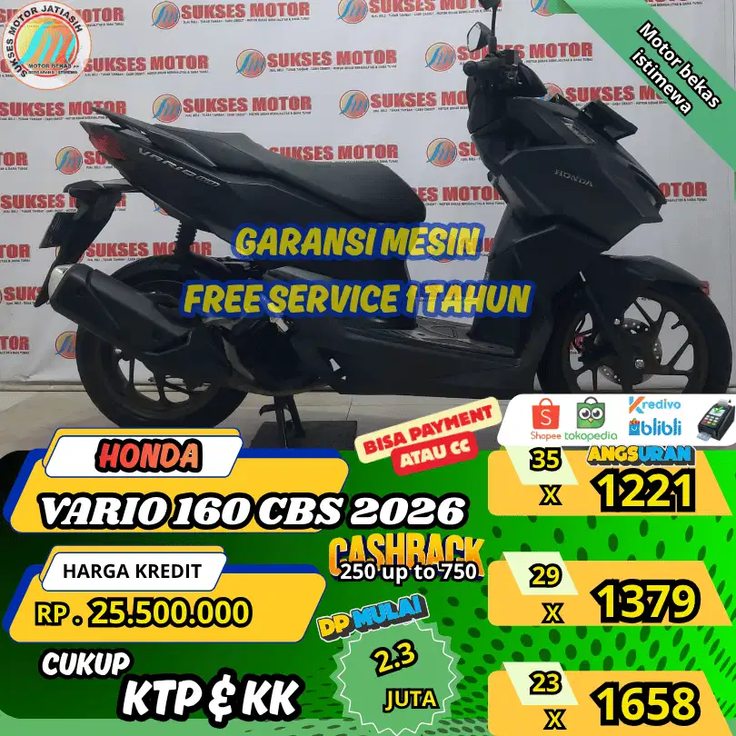 HONDA VARIO 160 CBS 2026 DP&ANGSURAN TERMURAH SYRTKTP&KK(SUKSESMOTOR)