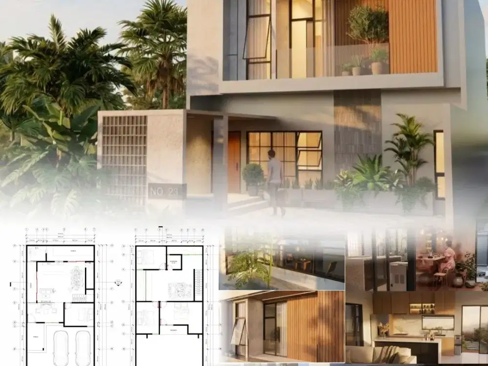 dijual rumah 2 lantai bisa free desain hunian nyaman dan aman lokasi strategis
