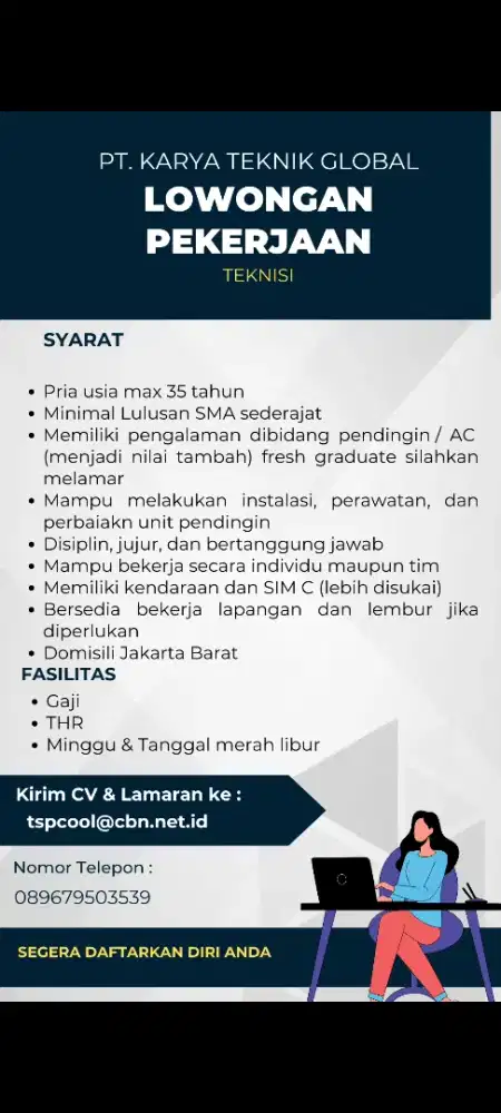 Loker TEKNISI PENDINGIN