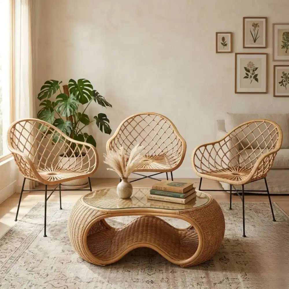 Kursi Rotan Teras Minimalis Modern Anyaman Handmade