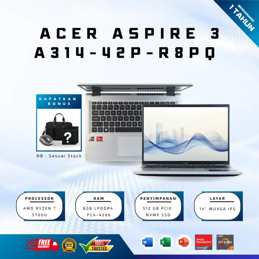 ACER ASPIRE SLIM 3 R8PQ AMD RYZEN 7 RAM 8GB SSD 512GB 14 WIN 11