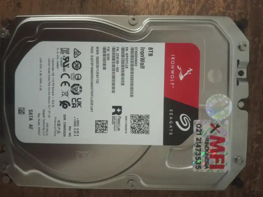 Hardisk ironwolf 8TB baru