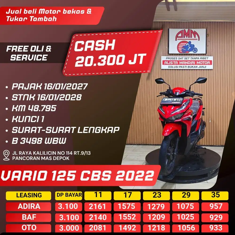 VARIO 125 CBS 2022 PAJAK HIDUP SPAYLATER KREDVO CASH / KREDIT ALISTA