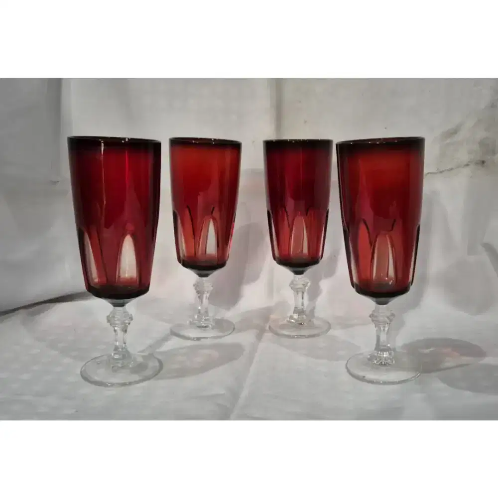 paket gelas sloki vereco france merah antik