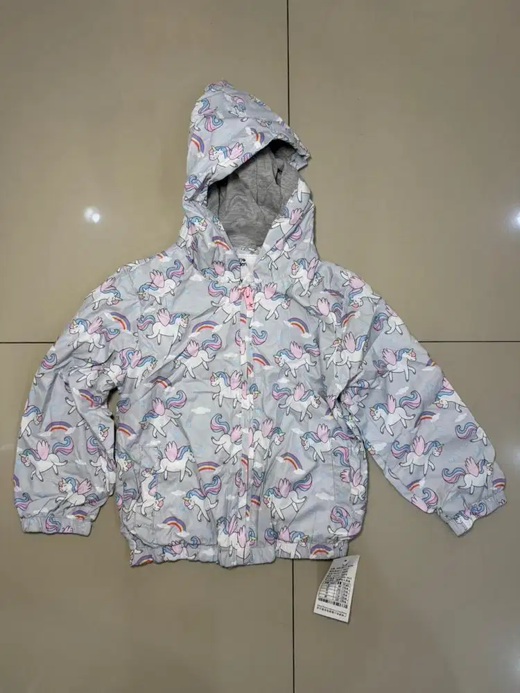 Baju Jaket Anak Perempuan Parasut Outer Girl Grey Unicorn