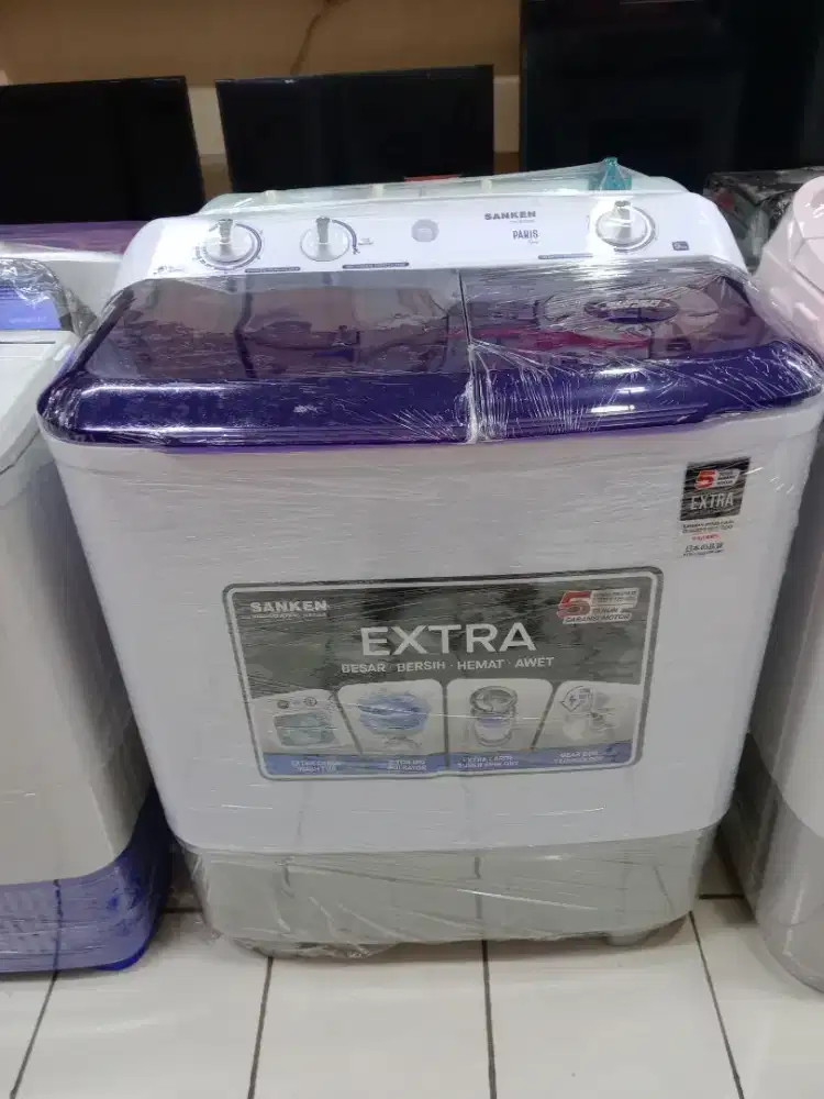 Bisa Cicilan.Sanken Mesin Cuci 2Tabung 9Kg TW-9220VL/BU