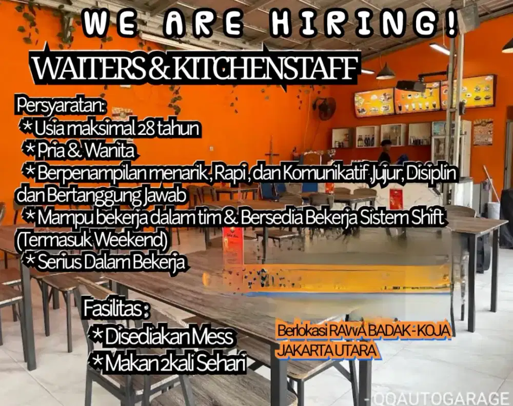 dibutuhkan segera staff kithcen dan waiters
