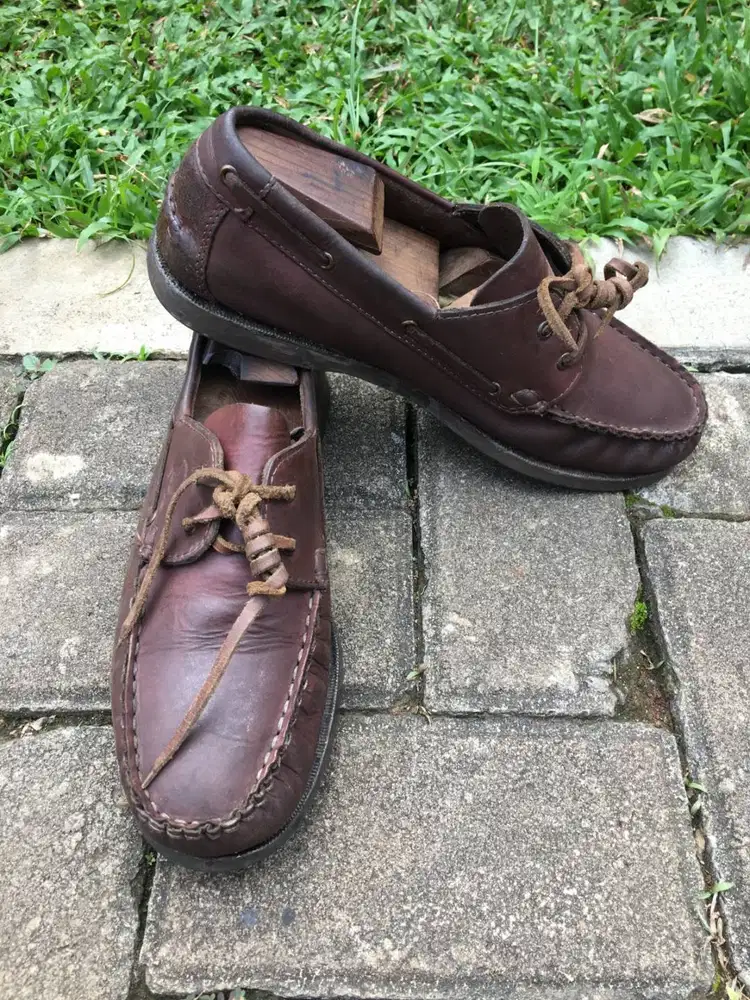 Sepatu Vintage Boat Shoes Kulit Asli Size 42 Moccasin Pria Weinbrenner