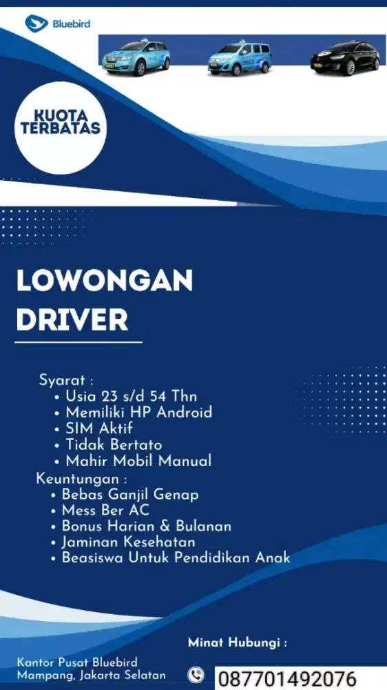 Lowongan driver taksi ternama