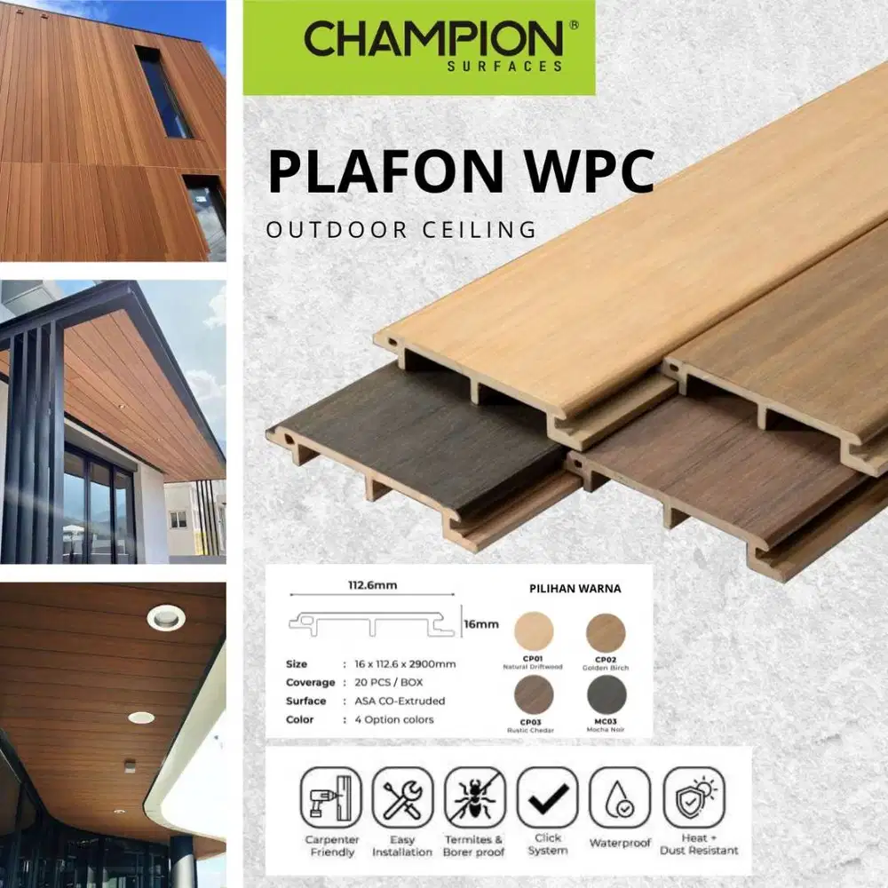 Plafon Ceiling WPC Outdoor 2900 mm Panel Plafon Eksterior Tahan Cuaca