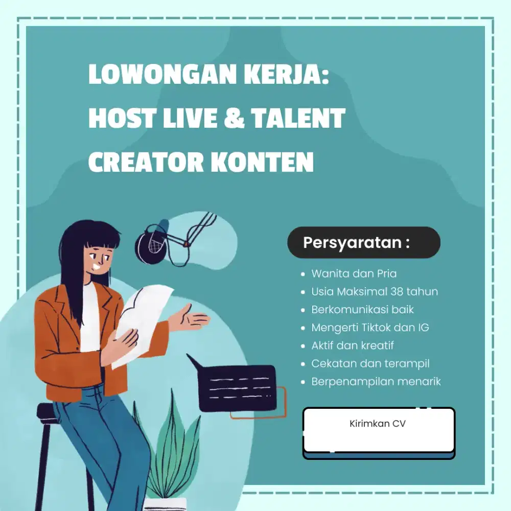 LOWONGAN KERJA: HOST LIVE & TALENT CREATOR KONTEN