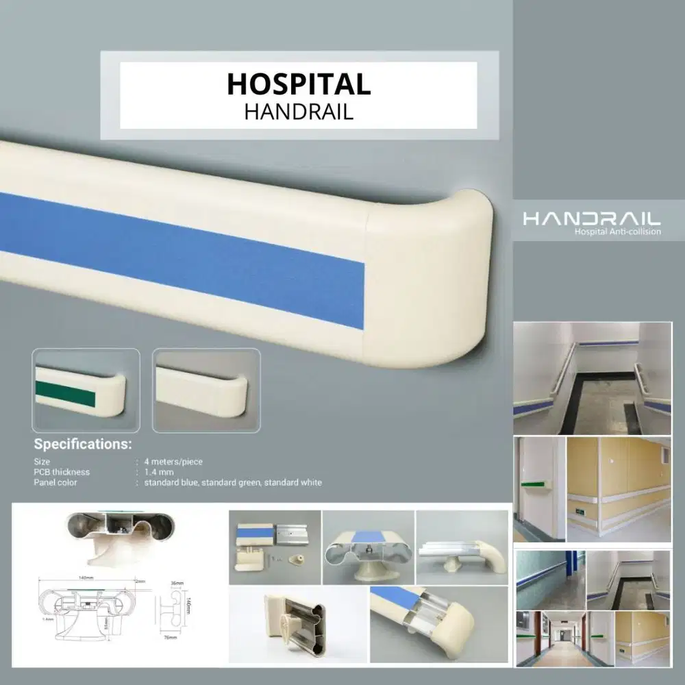 Handrail PVC PCB Premium 4 Meter – Pegangan Dinding 140 mm Anti Bentur