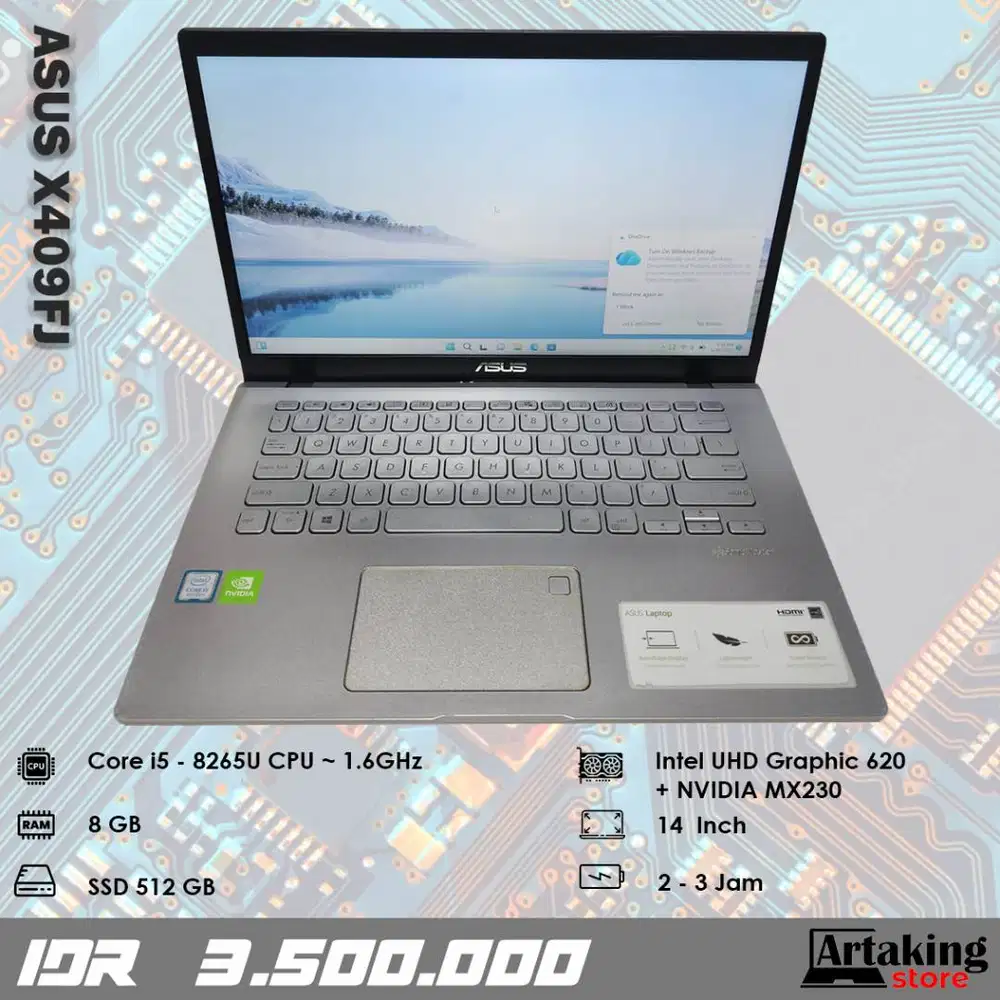 Asus X409FJ - Core i5 - Gen 8 th - Ram 8 GB - SSD 512 GB - Double VGA