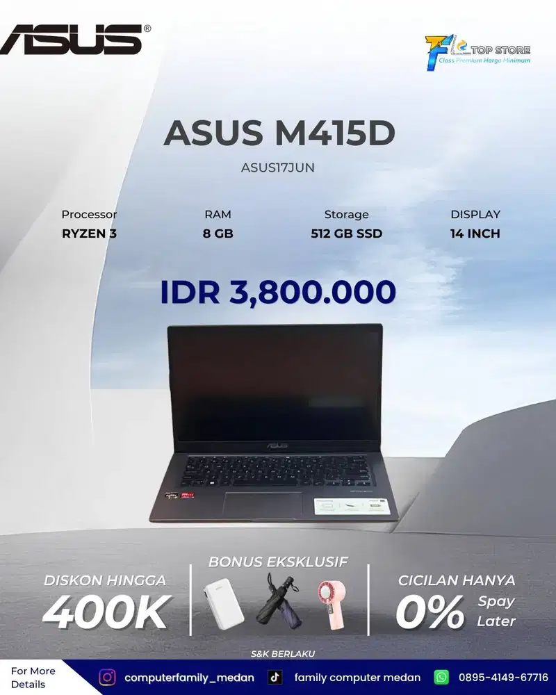 ASUS M415D RYZEN 3 RAM 8 GB SSD 512 GB