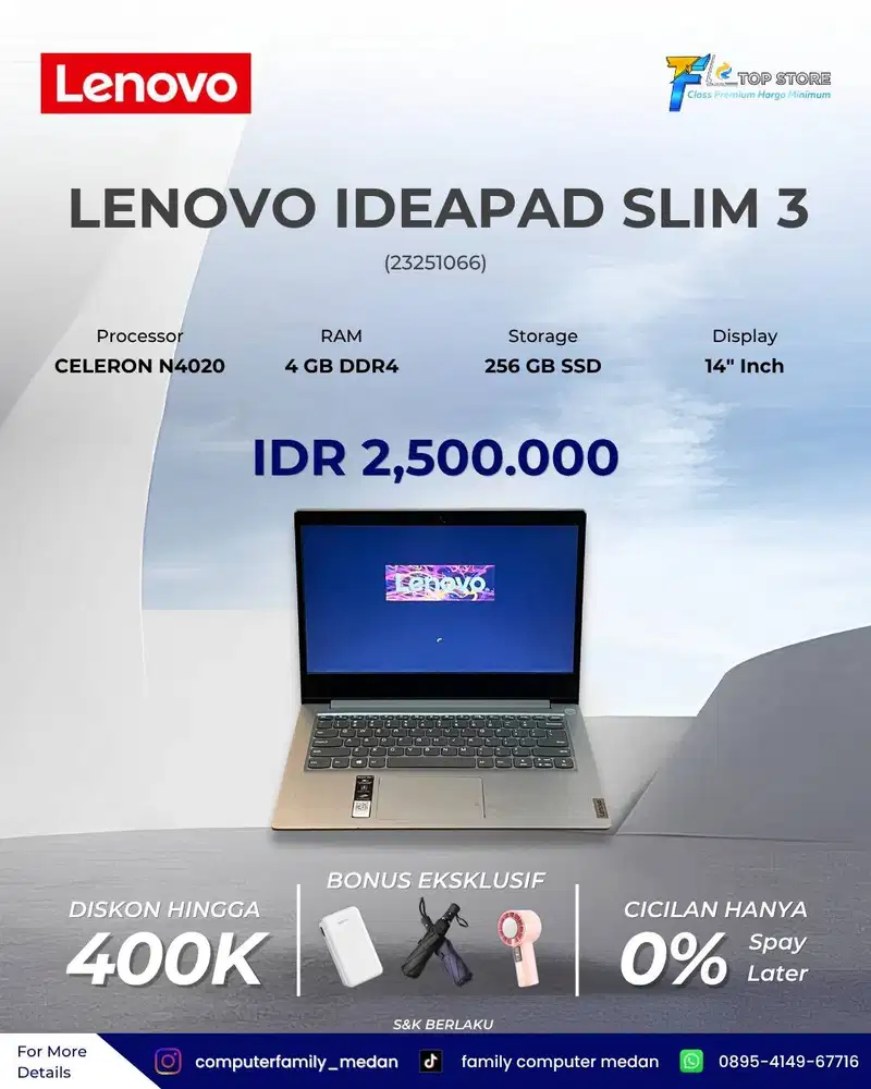 LENOVO IDEAPAD SLIM 3 CELERON N4020 4GB/256GB SSD