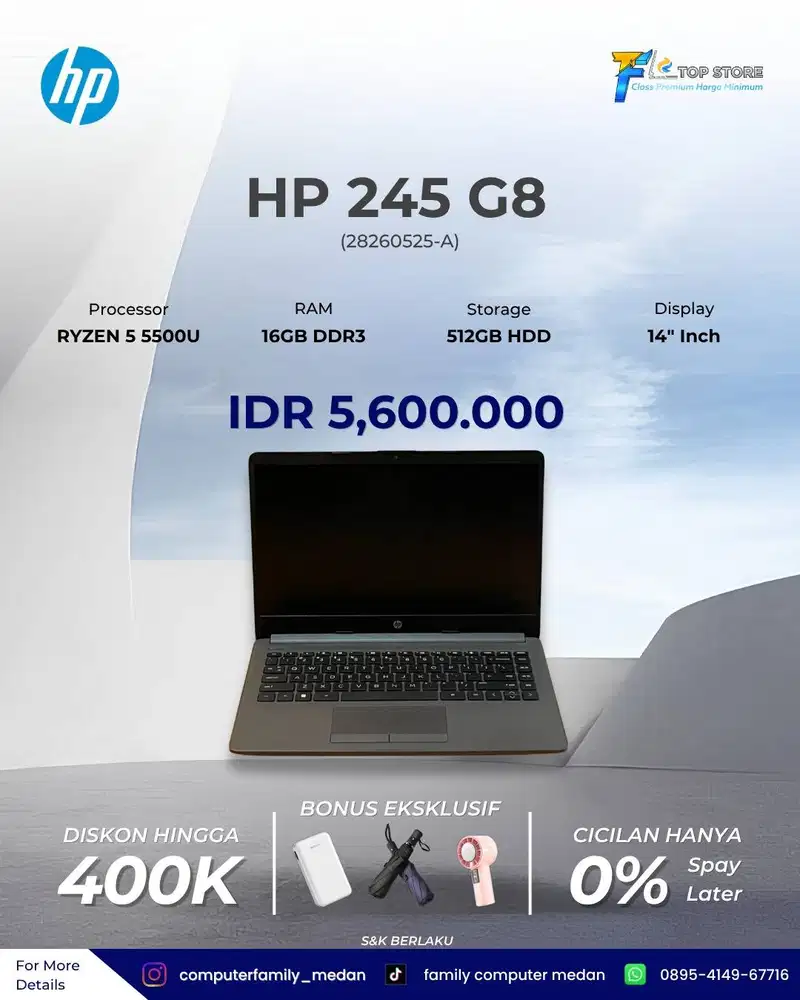 HP 245 G8 AMD RYZEN 5 5500U 16/512GB SSD