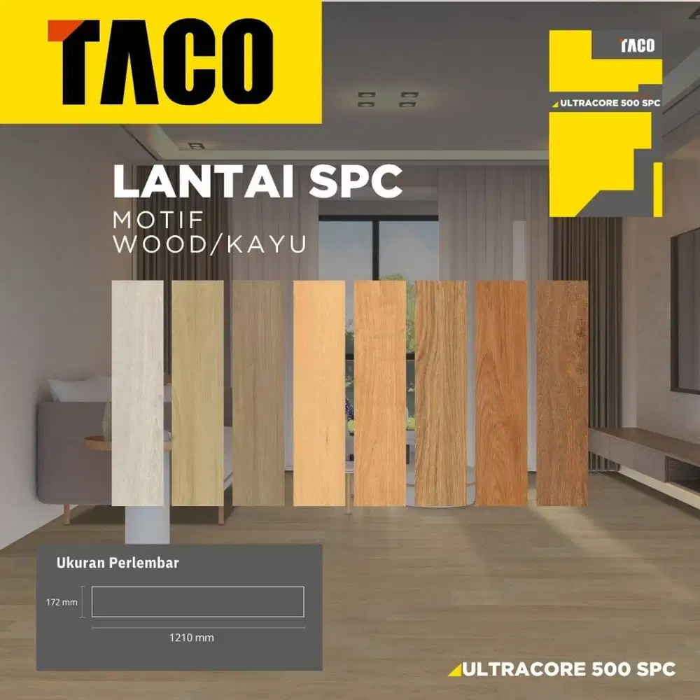 Lantai SPC TACO 5mm Anti Air Motif Kayu / wood Click System Flooring P