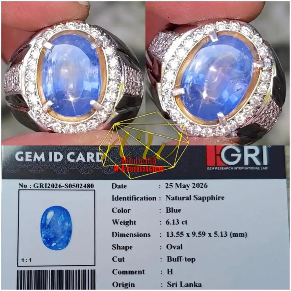 Natural blue sapphire srilanka 6.13carat elegant