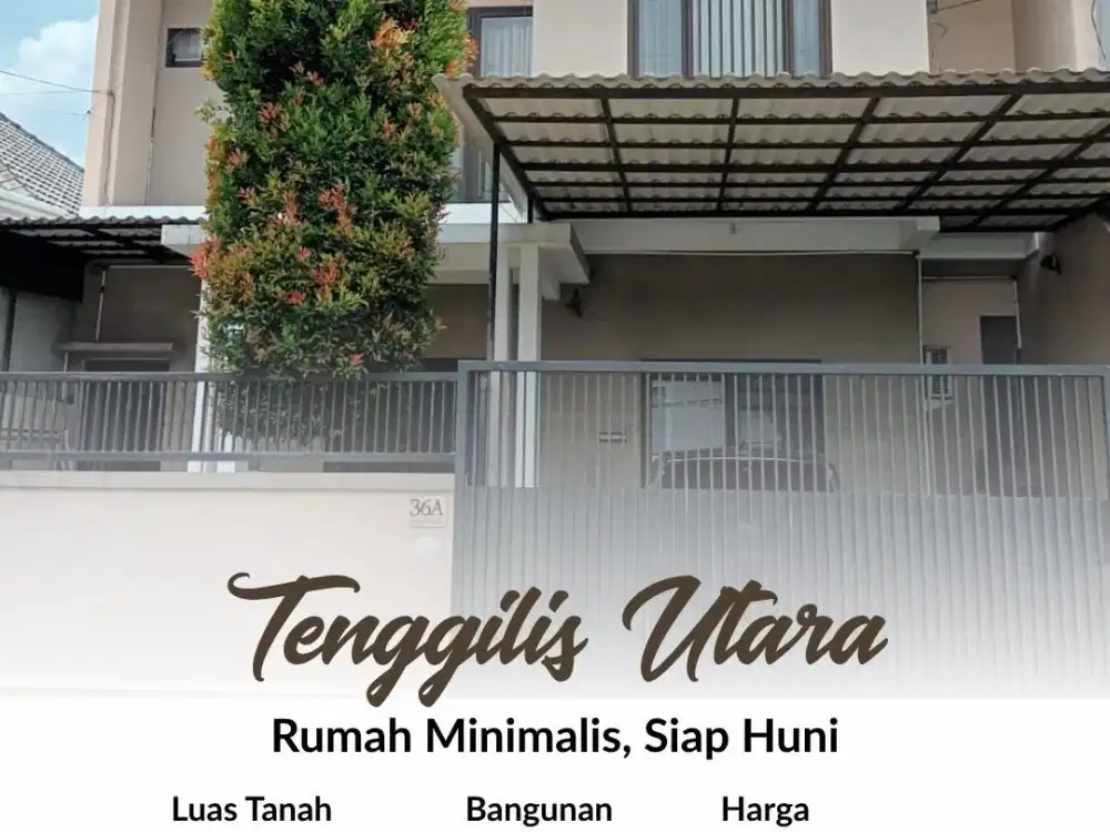 Rumah Tenggilis Utara, Minimalis, Siap Huni
