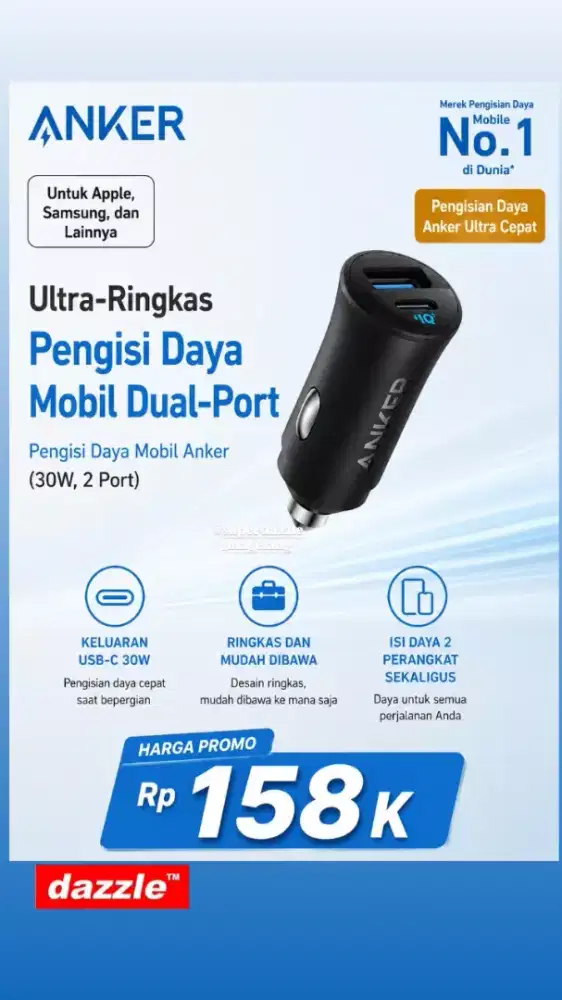 Saver anker car charger 30 Watt black 2 port A2741H11