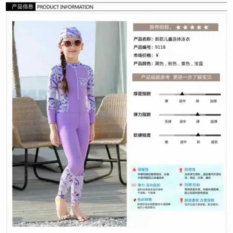 Baju Renang Anak Perempuan Purple