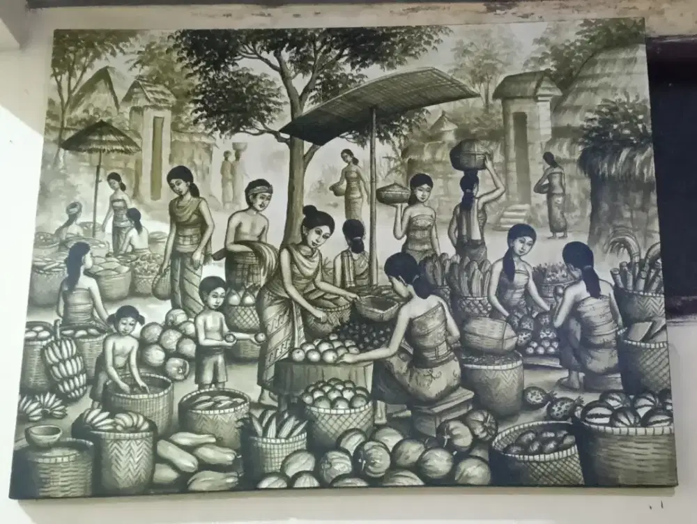 Lukisan pasar hitam putih