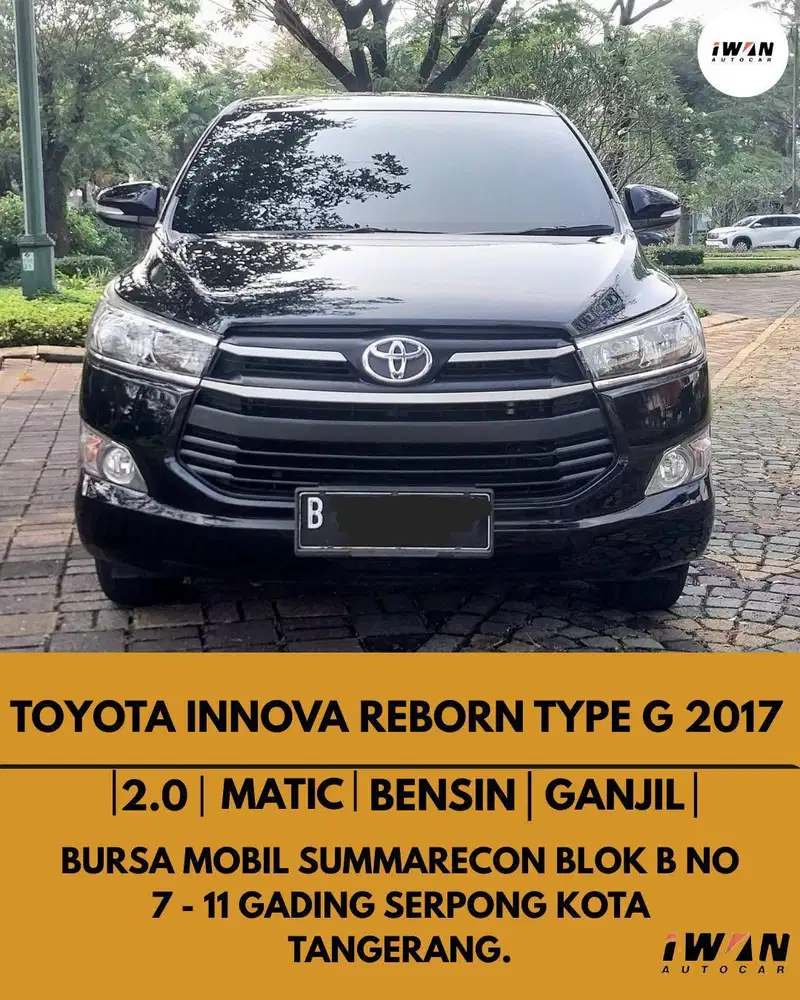 TOYOTA INNOVA REBORN G 2.0 BENSIN AT 2017