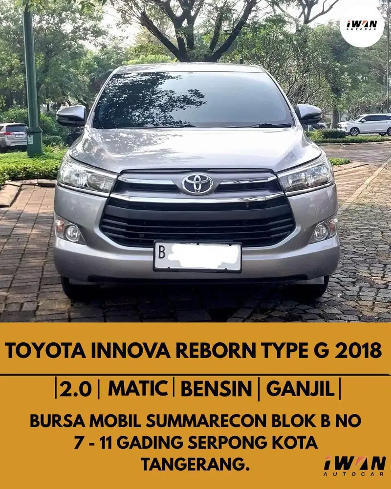 TOYOTA INNOVA REBORN G 2.0 BENSIN AT 2018