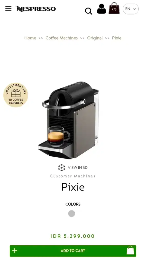 Mesin kopi kapsul NESPRESSO PIXIE baru BNIB boks 100 persen termurah