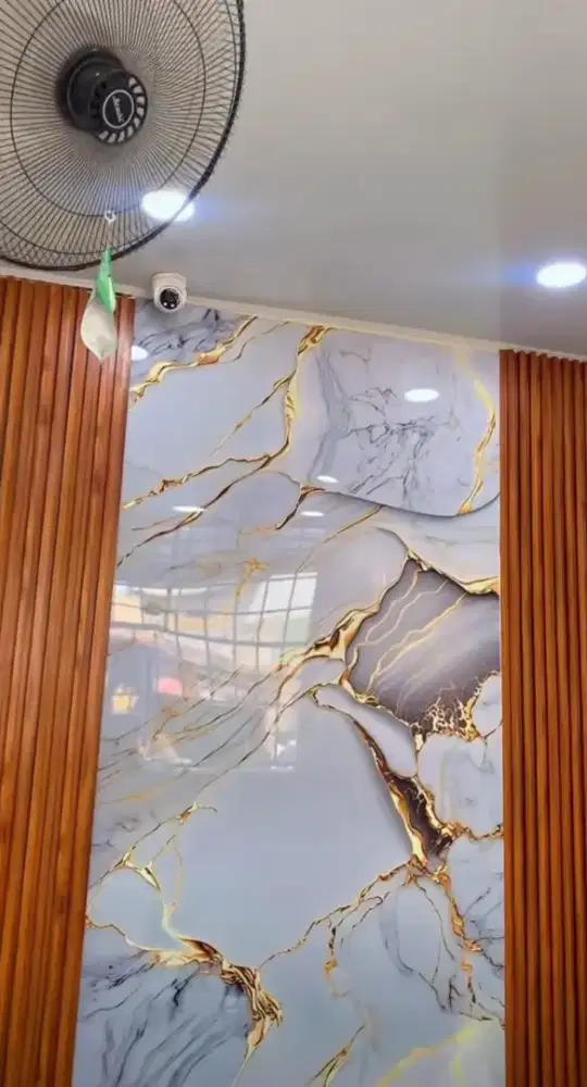 Dekorasi Dinding Wpc Panel Kombinasi UV Board Marble