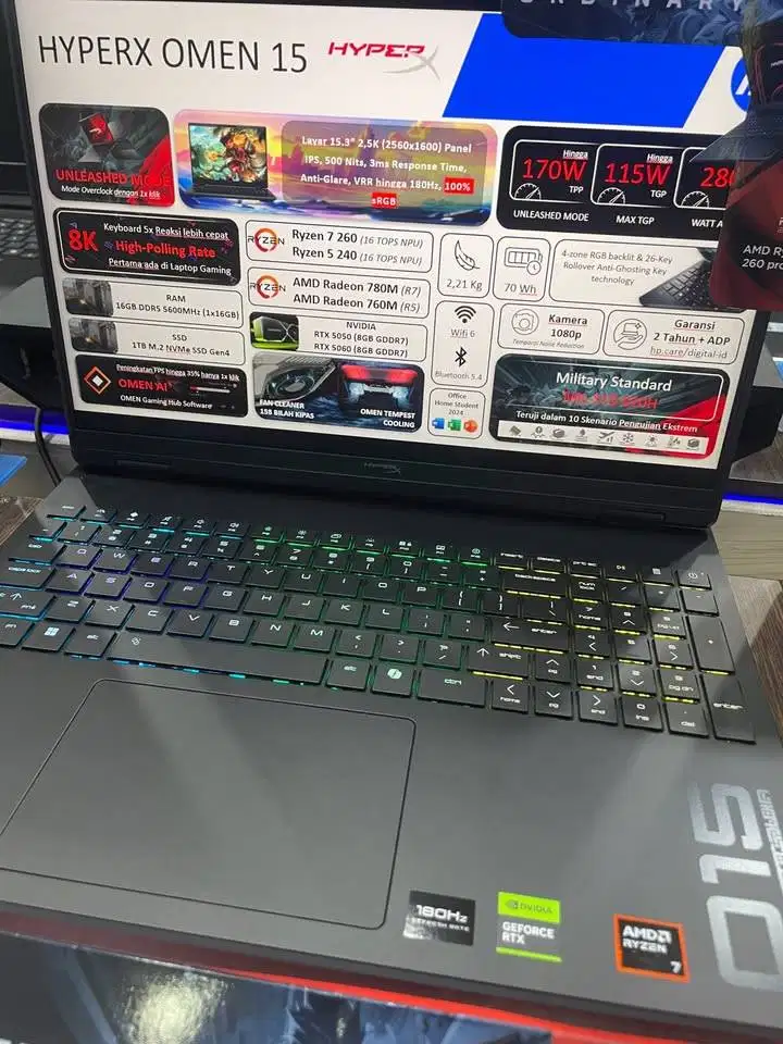 HP Omen 15 GB0666AX AMD Ryzen 7 260 16GB/1TB 15.3′′ 180Hz RTX5050 W11