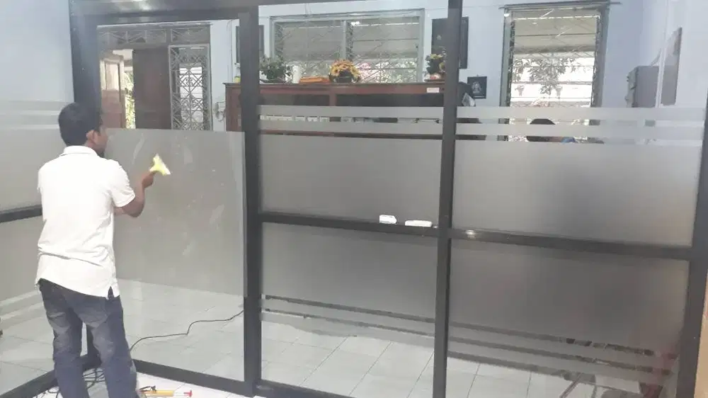 SANDBLAST BURAM ICE STICKER ONEWAY KACA FILM KANTOR STIKER KACA KANTOR