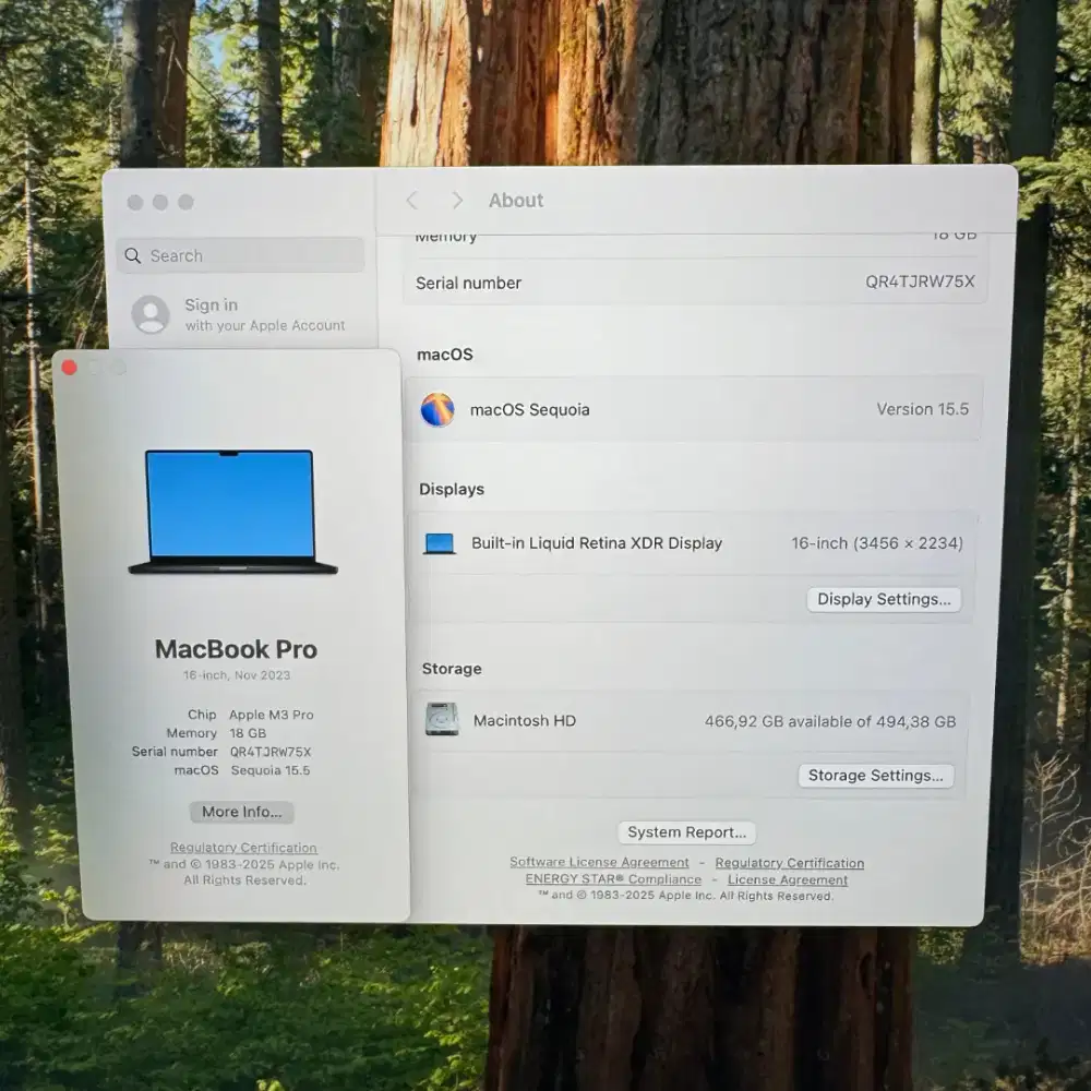 Macbook M3 Pro layar 16 inch Ram 18 Ssd 512 Full set Space Black