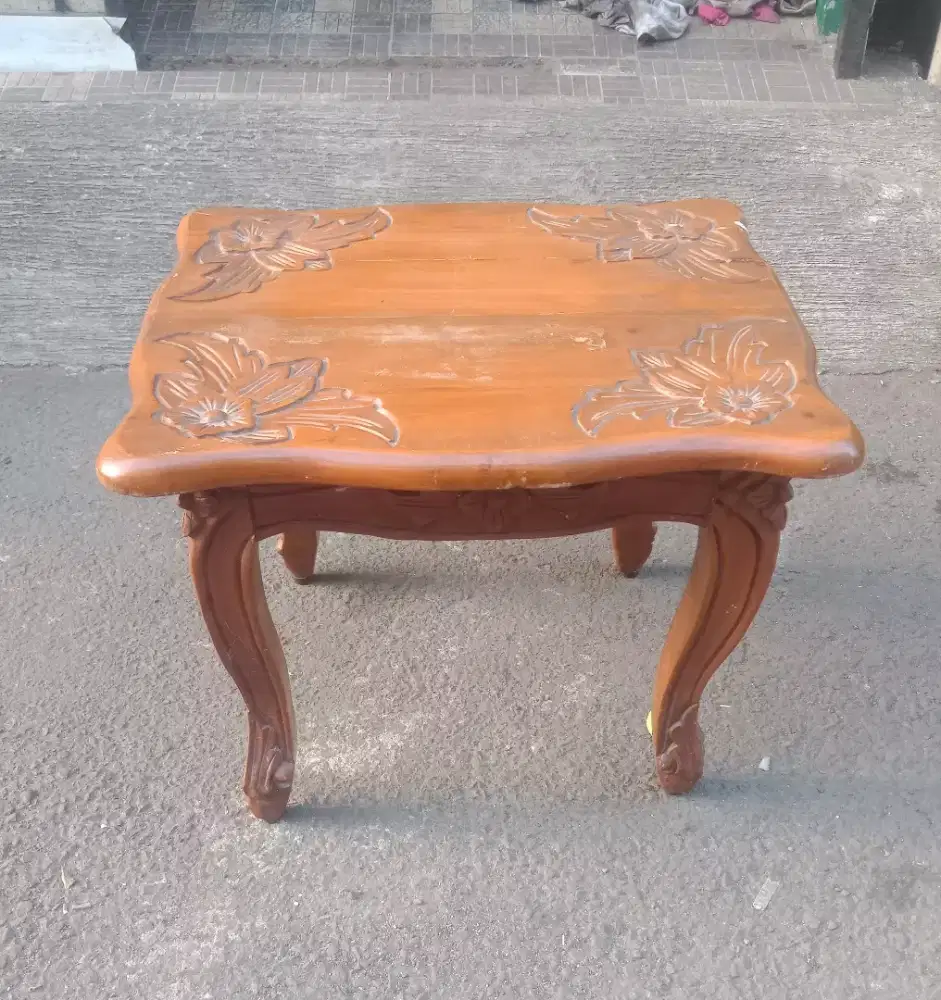 Meja sudut kayu jati 2 pcs