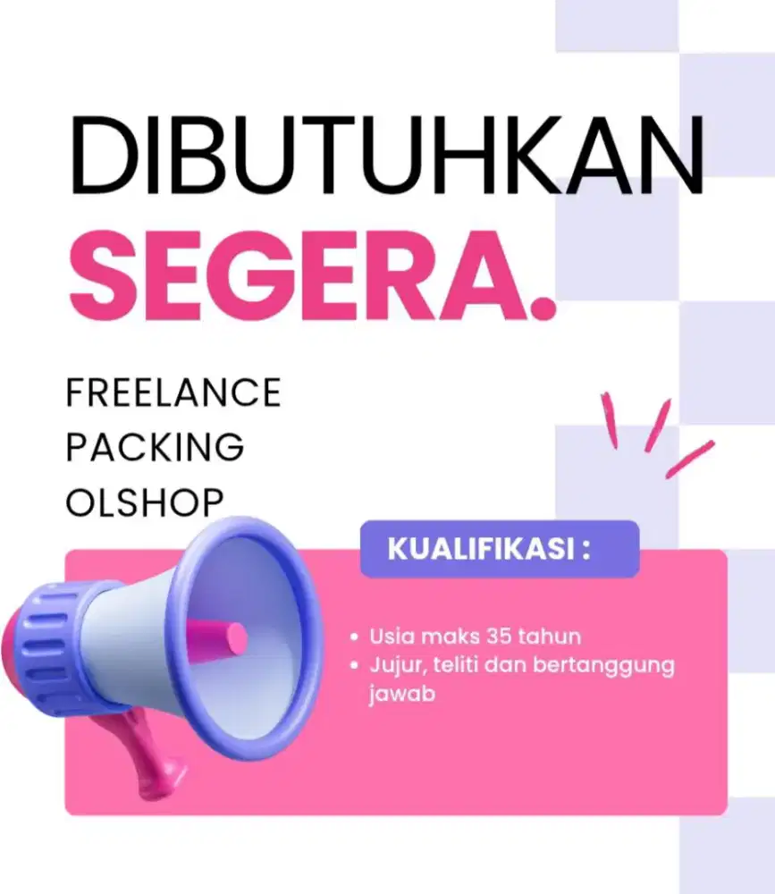 DIBUTUHKAN FREELANCE PACKING ONLINE SHOP