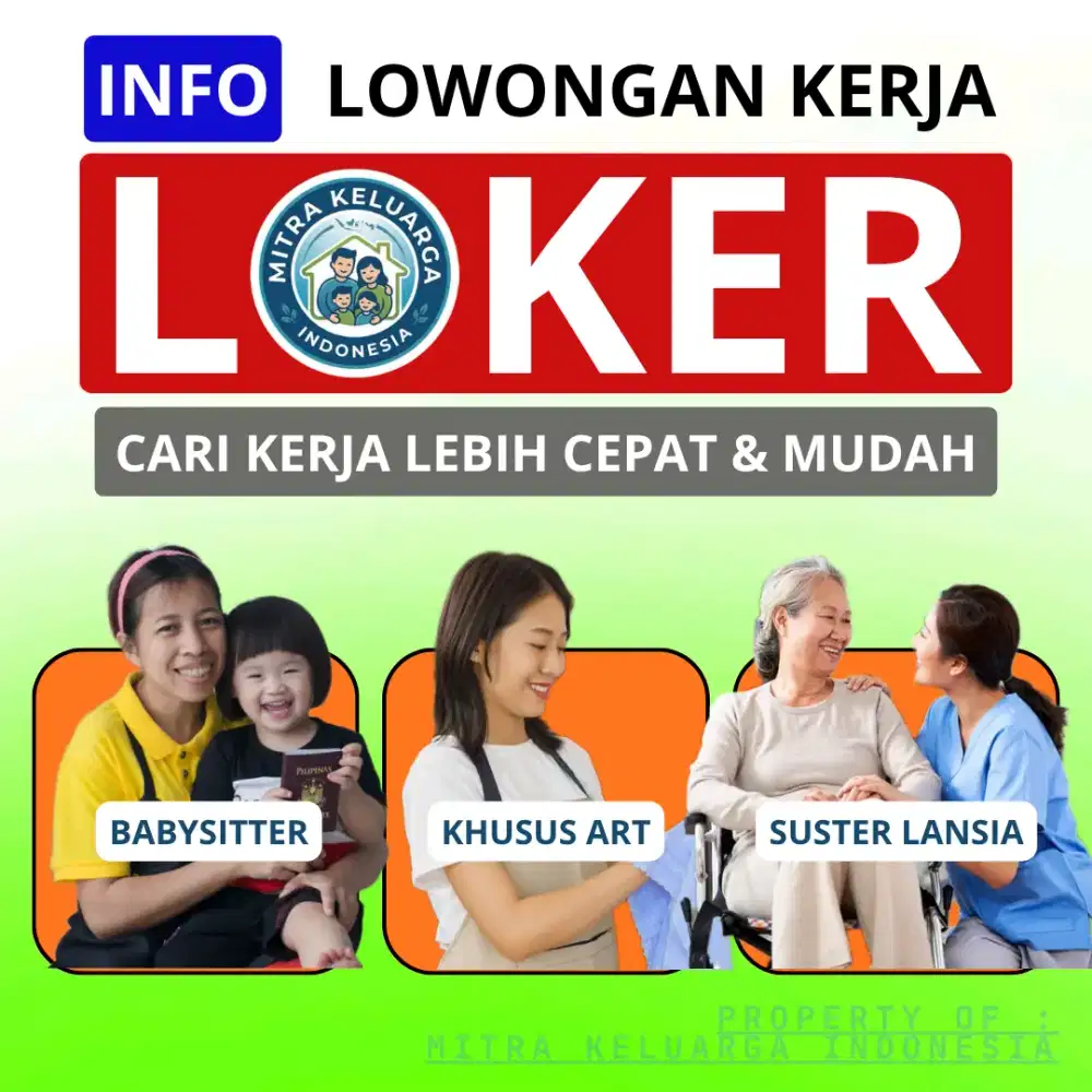 Loker wanita art, babysitter, suster lansia