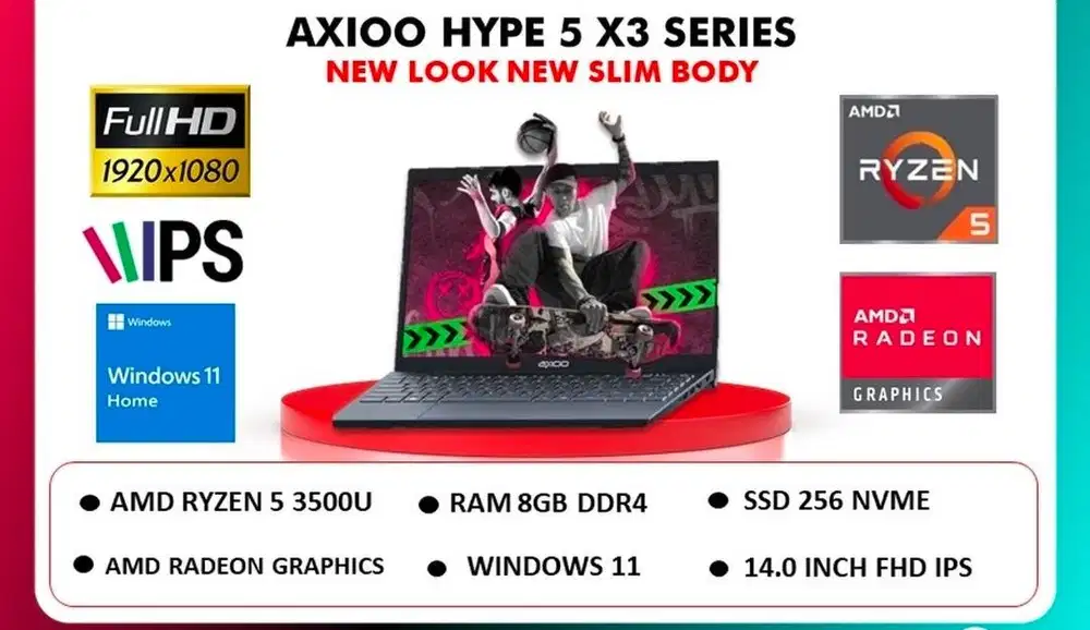 Axioo Hype 5 Amd x JKT48 Ryzen 5 3500U 8gb 256gb